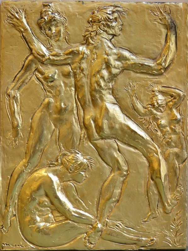 A firma Francesco Messina PASTORALE bassorilievo, cm 30x40