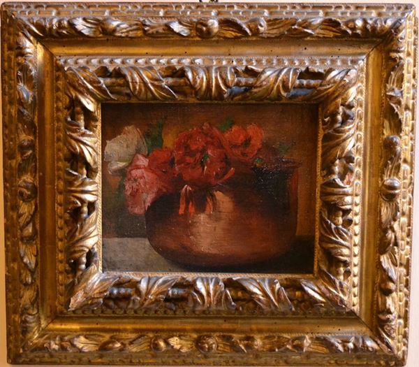Luigi Scrosati VASO DI FIORI  olio su tela, cm 18,5x23  - Asta DECORAZIONE DI INTERNI: arredi, oggetti d'arte ed argenti - Poggio Bracciolini Casa d'Aste