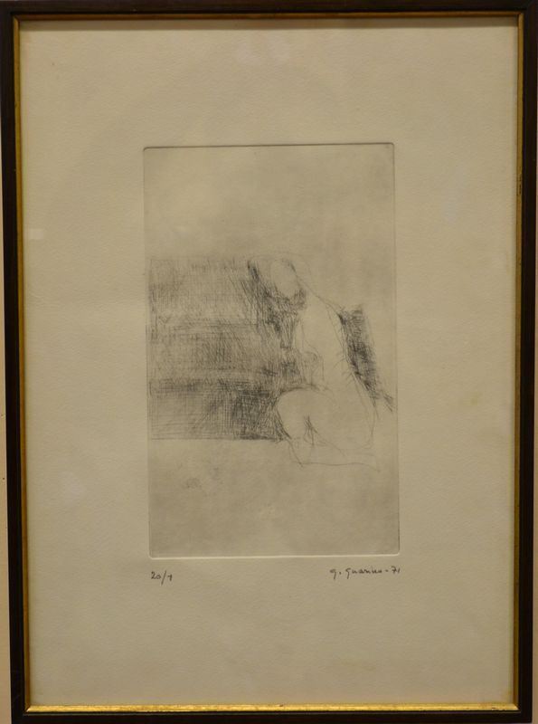 Guarino NUDO FEMMINILE  punta secca, cm 22x13 es. 1/20 firmato e datato  eseguito nel 1971