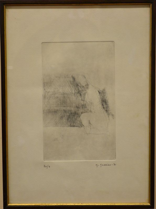 Guarino NUDO FEMMINILE  punta secca, cm 22x13 es. 1/20 firmato e datato  eseguito nel 1971