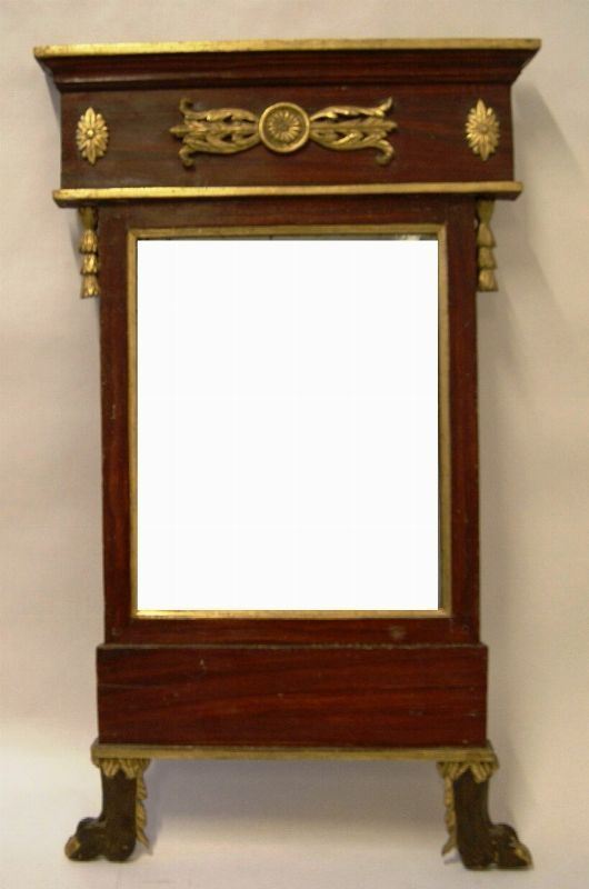 Specchierina, Impero, in legno laccato rosso-oro, cm 84x51