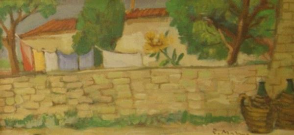Rodolfo Marma (Firenze 1923-1999) MURO A CALCINAIA olio su tela, cm 60x30