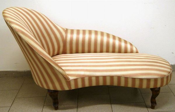 Dormeuse, Toscana, inizi sec. XX, imbottita a ricoperta in stoffa a strisce, cm 148x68x82