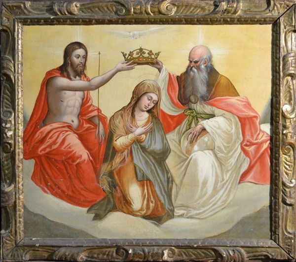 Scuola veneto-cretese, secc. XVII-XVIII                                      ASCENSIONE DELLA VERGINE                                                     tempera su tavola, cm 70x80