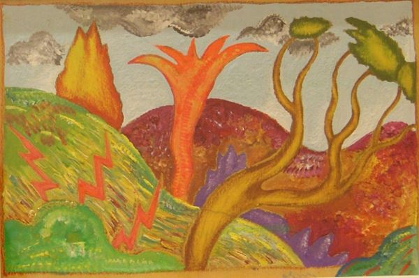 Luca Alinari (Firenze 1943)  PAESAGGIO  olio su compensato, cm 30x20