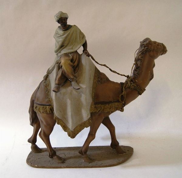 Soprammobile da presepe, sec. XIX, raffigurante CAMMELLIERE, alt. cm 40