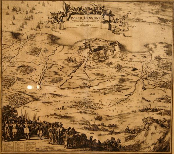 Stampa, sec. XIX  PORTO LONGONE ALL'ISOLA D'ELBA cm 53x62  - Asta Antiquariato e Collezionismo - Poggio Bracciolini Casa d'Aste