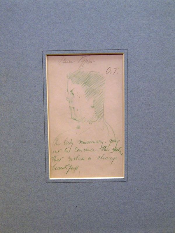 Leon Victor Solon (Stoke-on-Trent 1872-1957)  MISSIONARY disegno con dedica, cm 23x33  - Asta Antiquariato e Collezionismo - Poggio Bracciolini Casa d'Aste