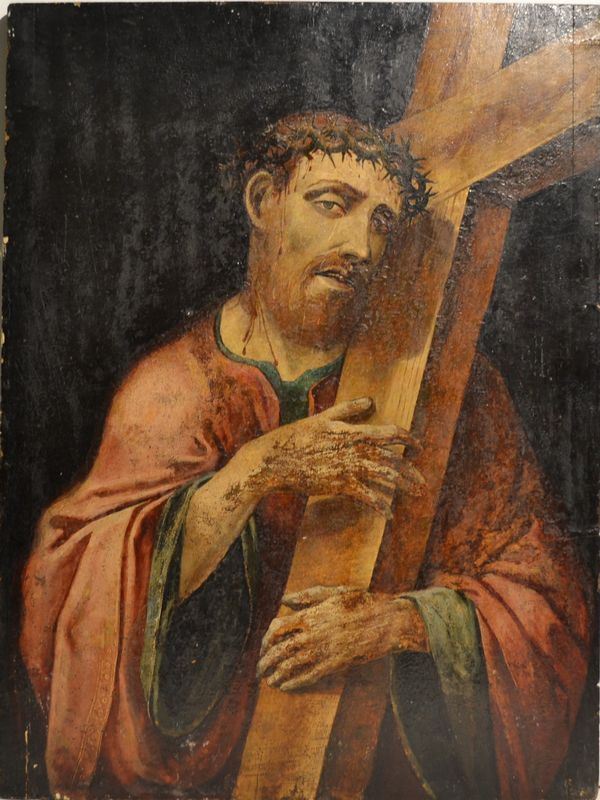 Scuola Italia settentrionale, sec. XVII                                      CRISTO PORTACROCE                                                            olio su tavola, cm 76x56,5  senza cornice