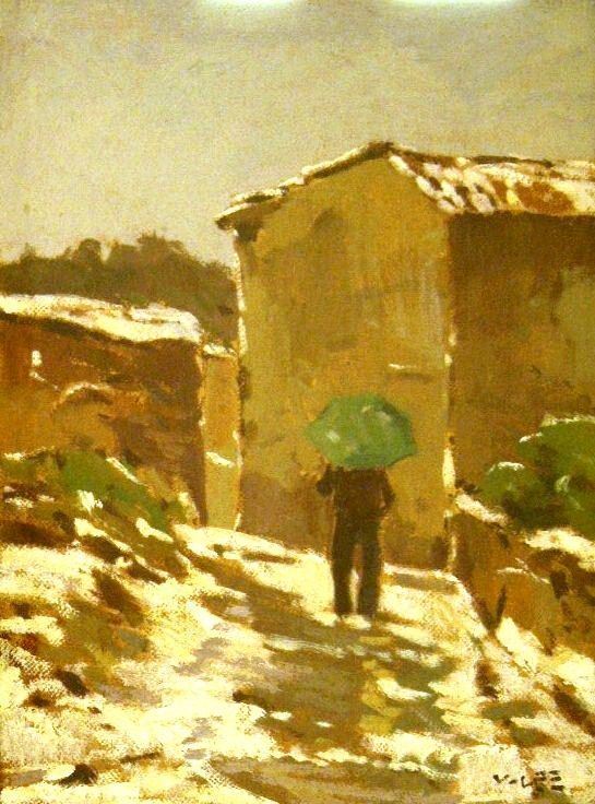 Angelo Volpe (Livorno 1943)  NEVICATA A LIVORNO  olio su cartone telato, cm 40x30