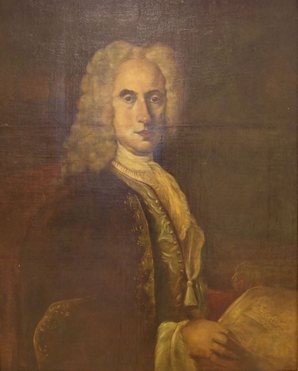 Scuola veneta, fine sec. XVIII  RITRATTO DI LANDO RINI  olio su tela, cm 90x73