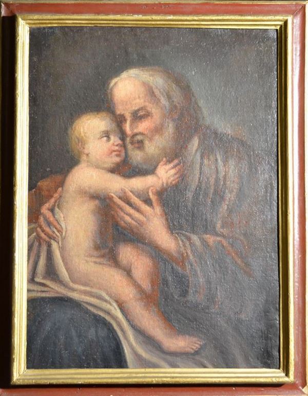Anonimo del secolo XVIII SAN GIUSEPPE  olio su tela, cm 66x48  - Asta Antiquariato e Collezionismo - Poggio Bracciolini Casa d'Aste