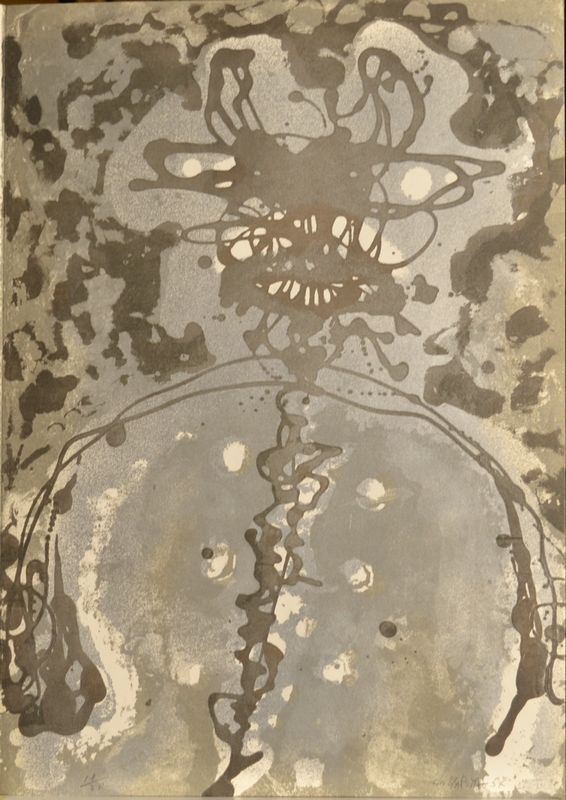 Gino Marotta  (Campobasso 1935)                                          SENZA TITOLO             cartella di quattro litografie e un disegno collage, cm 50x35; es. 18/30     firmato e datato                                                                                                                                        eseguito nel 1957                                                            (5)  - Asta Antiquariato e Collezionismo - Poggio Bracciolini Casa d'Aste