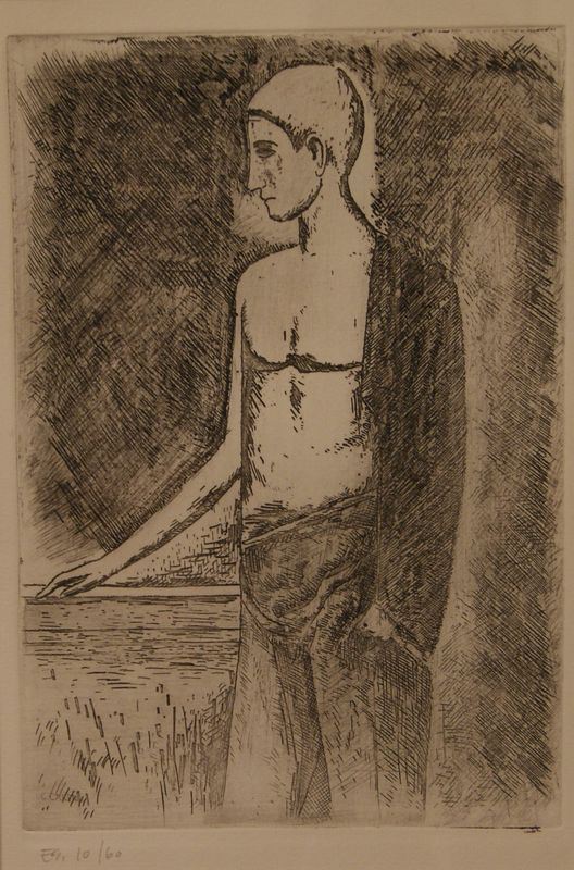 Carlo CarrÃ  (Quargnento 1881-Milano 1966)  FIGURA VIRILE  acquaforte, cm 30x20,5  es. 10/60, datata '41 in lastra, edizione postuma del 1971