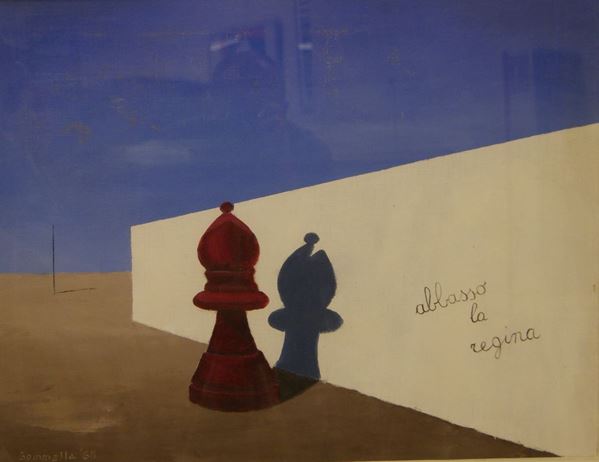 Sommella  ABBASSO LA REGINA  olio su tela, cm 50x65
