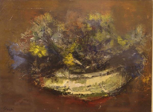 Spigai  CIOTOLA CON FIORI  olio su tela, cm 30x40
