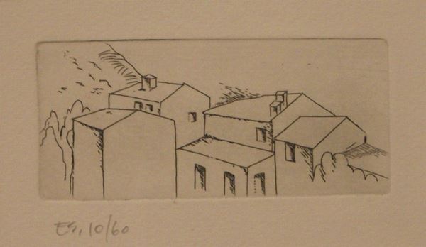 Carlo CarrÃ  (Quargnento 1881-Milano 1966)  CASE A BELGIRATE  acquaforte, cm 6x12,5  es. 10/60, edizione postuma del 1971  - Asta Antiquariato e Collezionismo - Poggio Bracciolini Casa d'Aste