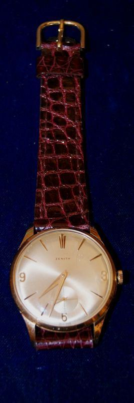 Orologio da polso per uomo Zenith, anni '70,  con cassa in oro, carica manuale, cinturino in pelle  - Asta Antiquariato, Collezionismo & Gioielli - Poggio Bracciolini Casa d'Aste
