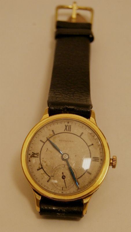 Orologio da polso per uomo Longines, anni '50, con cassa in oro, carica manuale