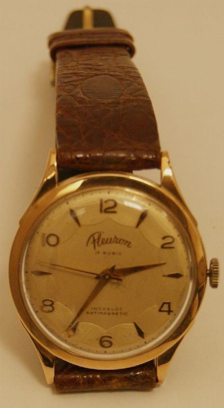 Orologio da polso per uomo Fleuron, anni '60, con cassa in oro, carica manuale
