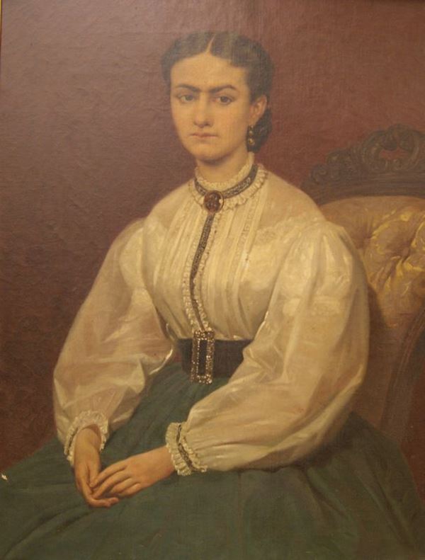 Scuola italiana, sec. XIX  BETTINA ALESSANDRETTI  olio su tela, cm 92x69  - Asta Antiquariato, Collezionismo & Gioielli - Poggio Bracciolini Casa d'Aste