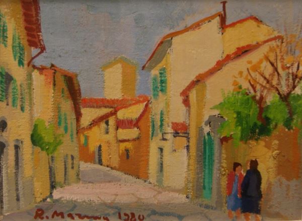 Rodolfo Marma (Firenze 1923-1999) VIA DELL'ERTA CANINA  olio su cartone, cm 23x17  - Asta Antiquariato, Collezionismo & Gioielli - Poggio Bracciolini Casa d'Aste