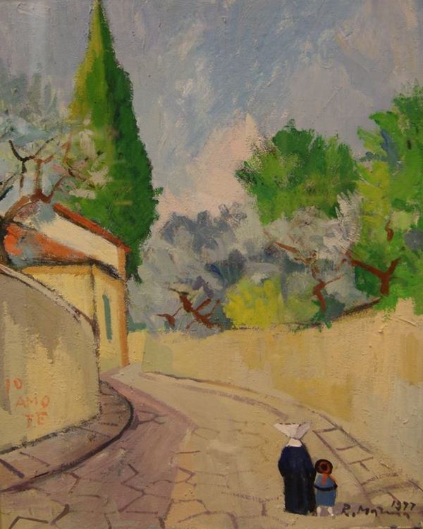 Rodolfo Marma (Firenze 1923-1999)  VIA SAN LEONARDO olio su tela, cm 50x40  - Asta Antiquariato, Collezionismo & Gioielli - Poggio Bracciolini Casa d'Aste