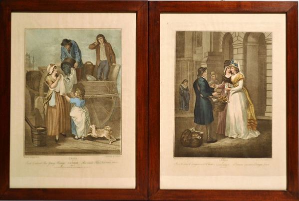 Scuola del sec. XIX   CRIES OF LONDON   otto litografie, cm 48x35 (8)
