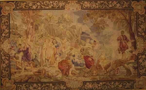 Grande arazzo, Scuola italiana, fine sec. XIX-inizi sec. XX, SCENA BIBLICA, cm 285x175