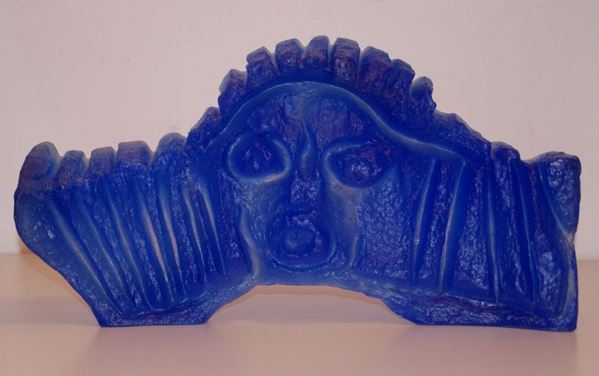Scultura multipla, Daum, firmata Lentini, tiratura 19/150, VOLTO, cm 50x27
