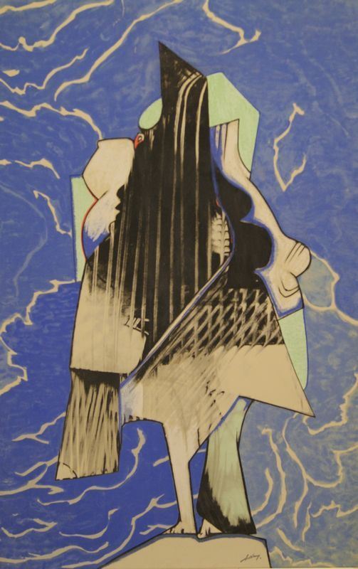 Gianni Dova (Roma 1925-Pisa 1991)  FIGURE acrilico su tela, cm 153x103  - Asta Antiquariato, Collezionismo & Gioielli - Poggio Bracciolini Casa d'Aste