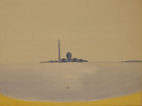 Virgilio Guidi (Roma 1891-Venezia 1984)  SAN GIORGIO A VENEZIA olio su tela, cm 30x40 datato 1973