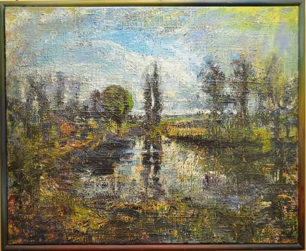 F. Lansing   THE DAY YOU WERE BORN                                                    encausto su tela, cm 158x192, es. 1989                                       prov. Galleria Daverio, Milano