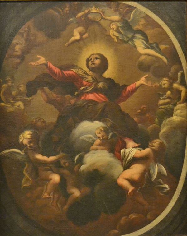 Scuola italiana, secolo XVIII  VERGINE  olio su tela, cm 106x83  rintelato