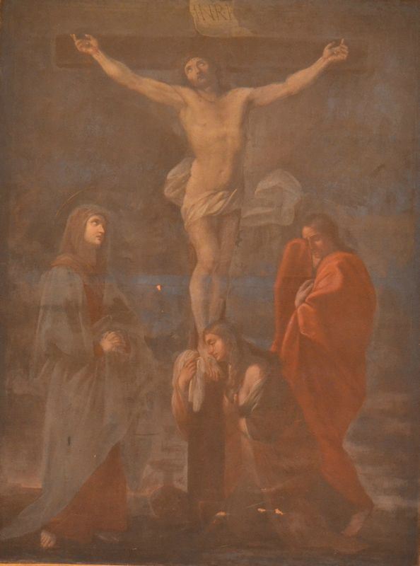 Scuola Toscana, sec. XVII  CROCIFISSIONE olio su tela, cm 153x201