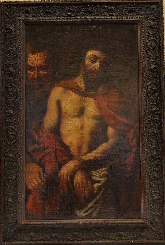 Scuola Veneta, fine sec. XVI - inizi XVII, ECCE HOMO olio su tela, cm 73x41,5