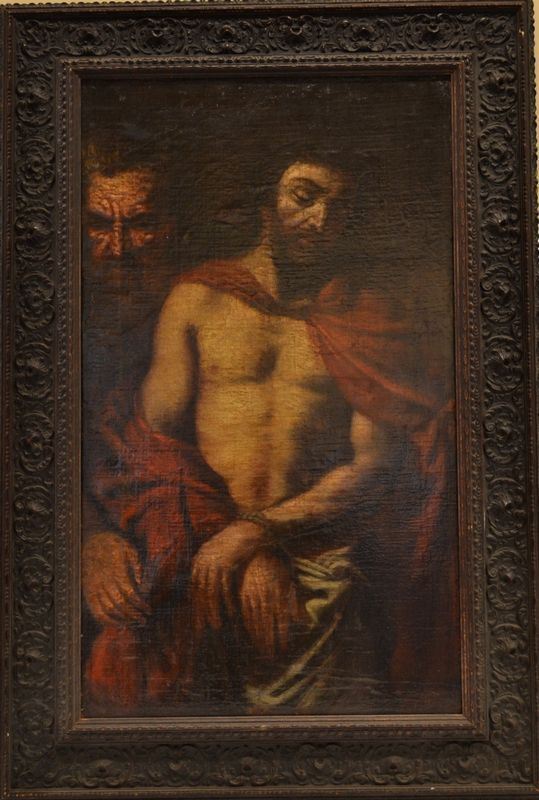 Scuola Veneta, fine sec. XVI - inizi XVII, ECCE HOMO olio su tela, cm 73x41,5  - Asta Antiquariato, Orientale, Gioielli e  Argenti - Poggio Bracciolini Casa d'Aste