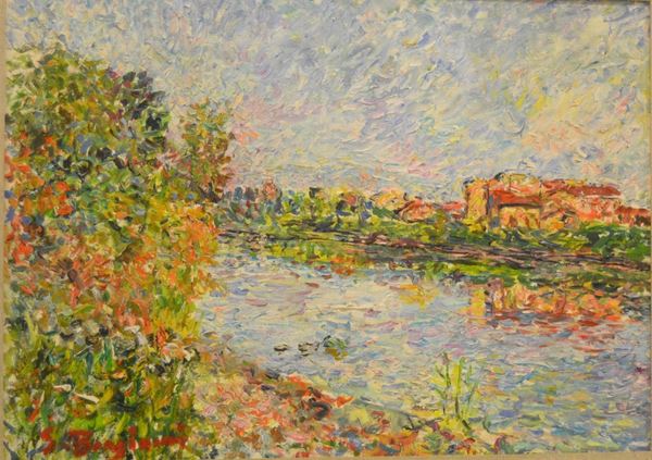 Guido Borgianni ( New York 1915-Firenze 2011 )  LUCE DI SETTEMBRE  olio su tela, cm 50x70