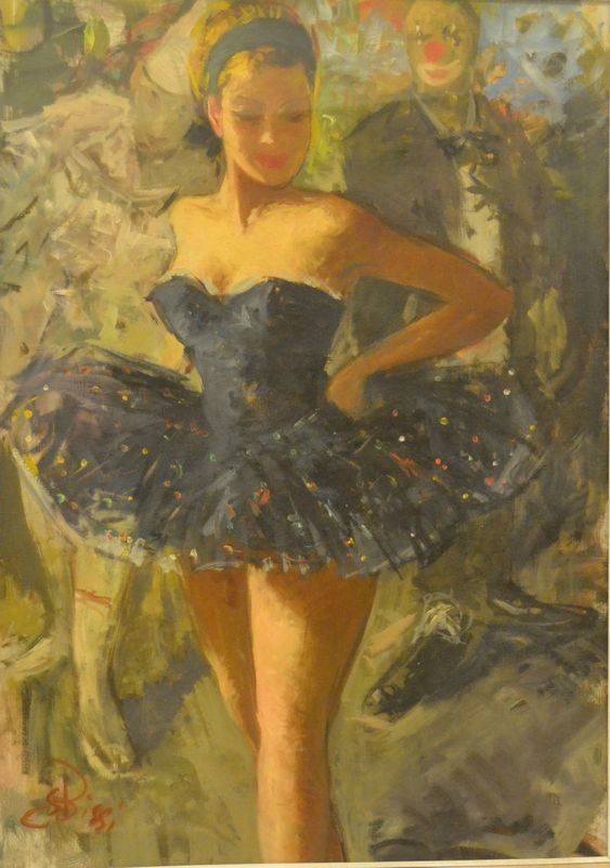 Sergio Cirno Bissi ( Carmignano 1902-1987 )  BALLERINA  olio su tela, cm 70x50