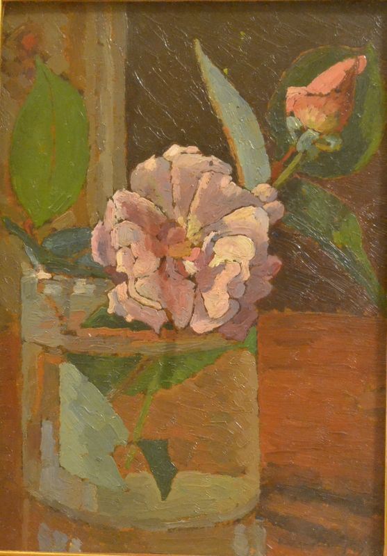 Valentino Ghiglia ( Firenze 1903-1960 )  VASETTO CON FIORI  olio su cartone, cm 27x20