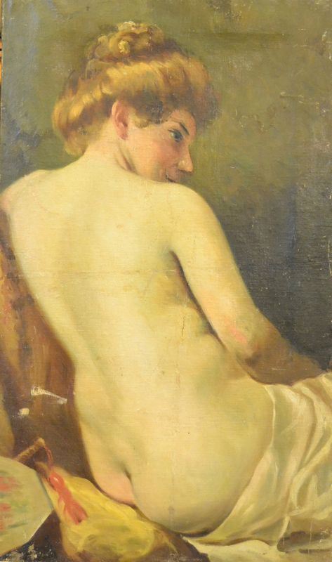 Scuola Italiana, sec. XIX  NUDO DI DONNA olio su tela, cm 47,5x81