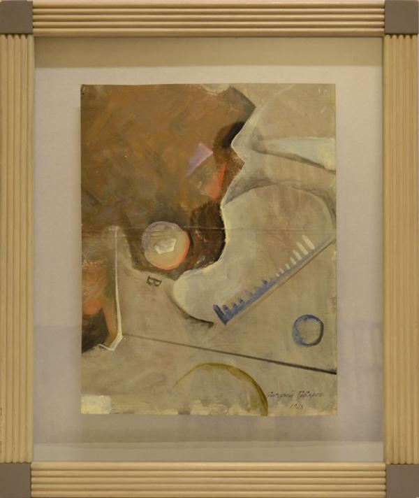 Grigory Gubarev (San Pietroburgo 1895 - 1978)                                                COMPOSIZIONE ASTRATTA                                                        tempera su carta, cm 45x35                                                   firmata e datata                                                                                                                                         eseguito nel 1925