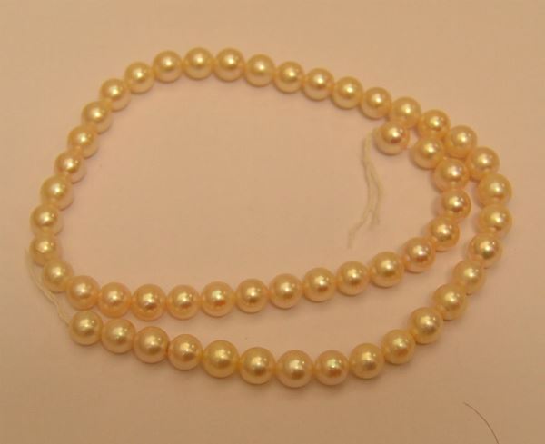 Filo di perle, AKOIA, diametro mm 7  - Asta Gioielli,  Argenti, Mobili, Oggetti d'arte, Dipinti ed Arte Orientale - Poggio Bracciolini Casa d'Aste