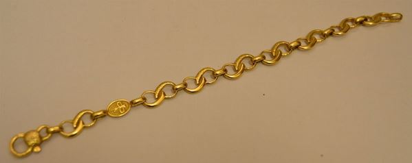 Braccialetto a maglia intrecciata in oro giallo, RAFFAELLO, g 18, marcato Torrini