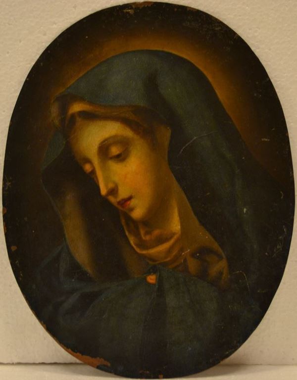Da Dolci VERGINE  olio su rame ovale, cm 27x21,                             senza cornice