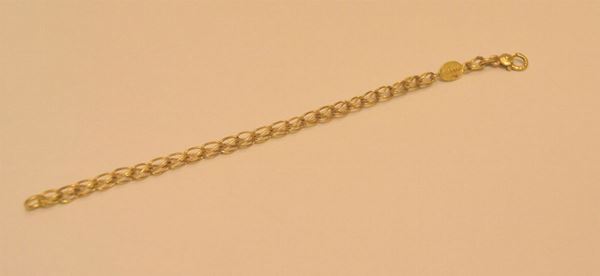 Bracciale in oro giallo a maglia intrecciata, GRECO, g 10,3, marcato Torrini