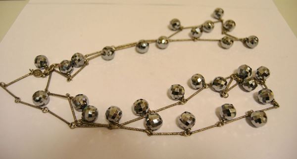 Collana in argento, con palline di silicio, marcata Torrini