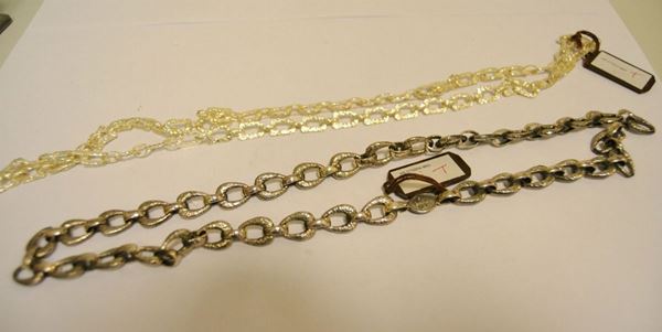 Collana in argento 925, SCAVO, g 24, marcata Torrini, e collana in argento925, VIKING, g 52, marcata Torrini