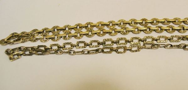 Collana in argento 925, ETRUSCA, g 36, marcata Torrini e collana in argento, SCAVO, g 19, marcata Torrini