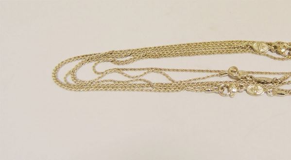 Tre collane in oro bianco, NATIVA, g 15, marcate Torrini(3)